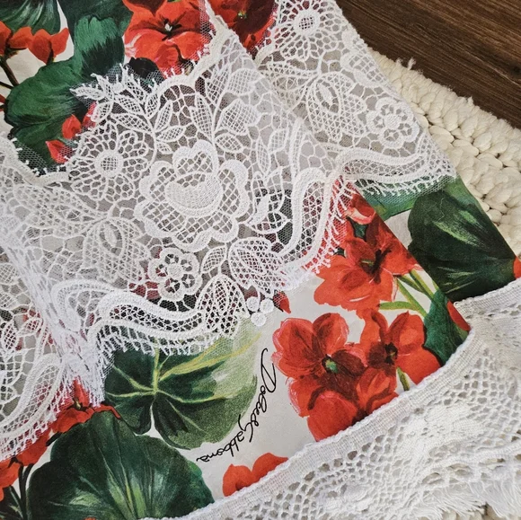 DOLCE & GABBANA Portofino Popli Geranium Floral Lace Skirt Sz 40/US 8 10 Medium - Picture 6 of 11